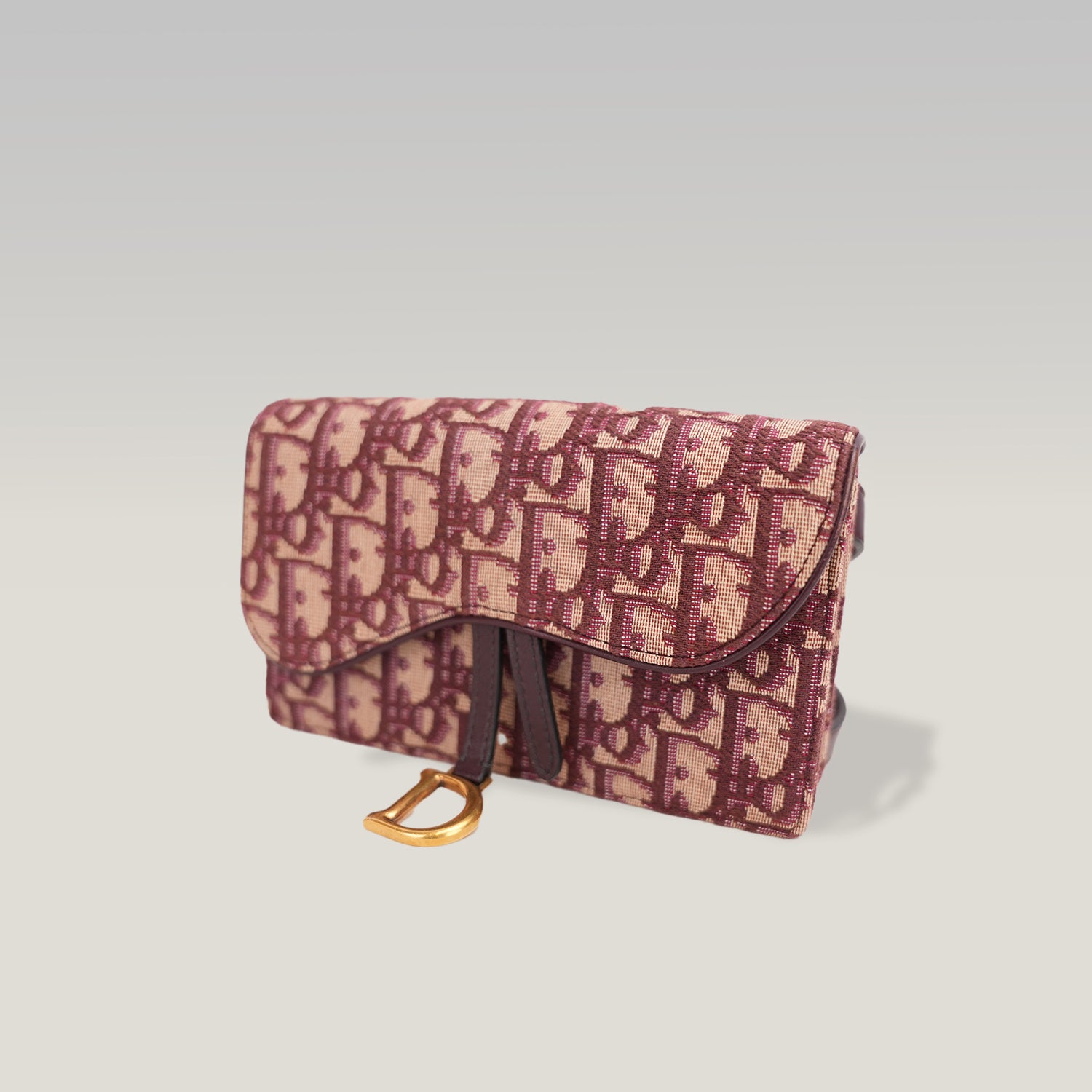 Dior Saddle Pochette Rettangolare in Canvas Oblique Rosso con Charm D Dorato