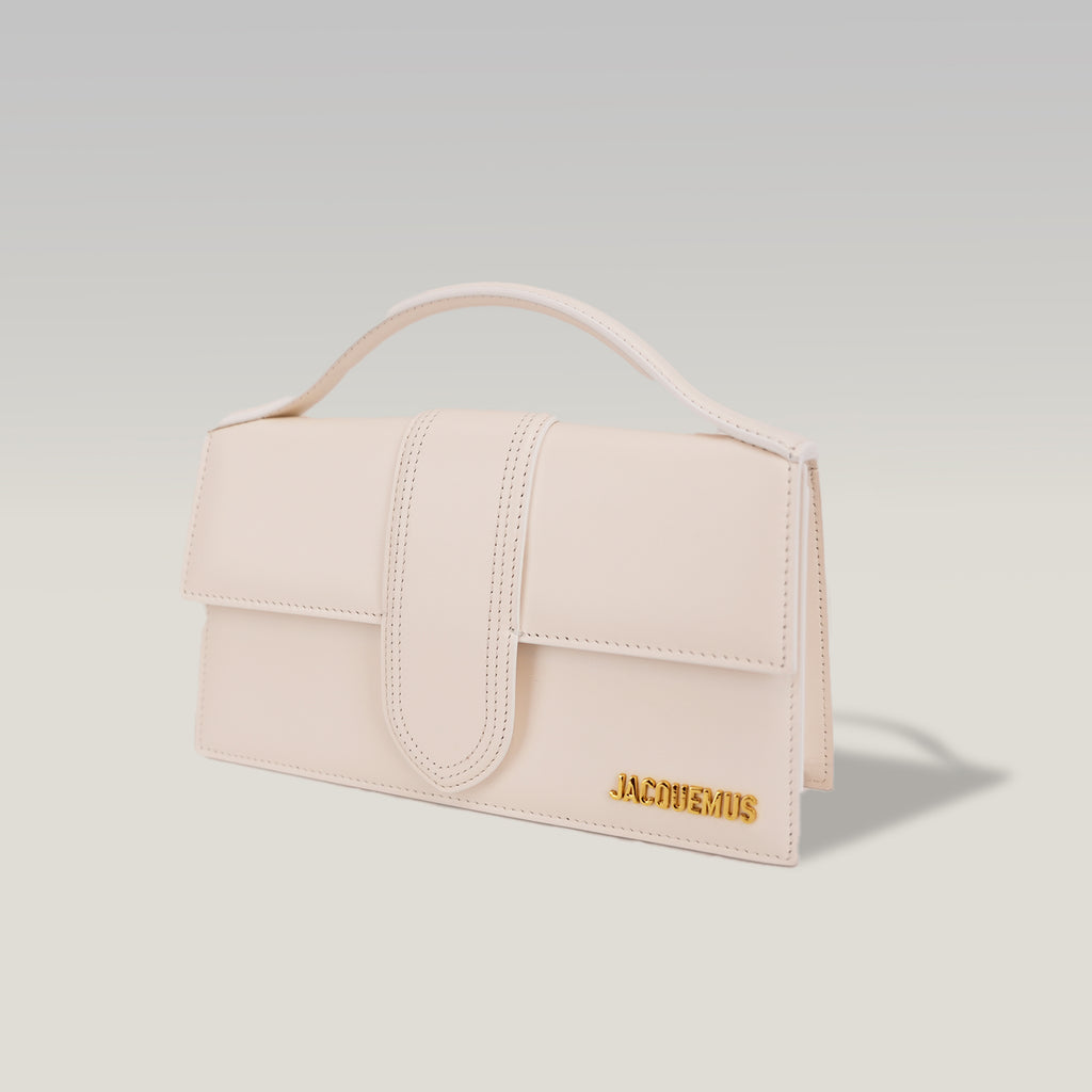 Jacquemus Borsa a Mano in Pelle Avorio con Logo Dorato