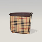 Burberry Vintage Nova Check Messenger Bag Beige Canvas & Brown Leather Crossbody Bag