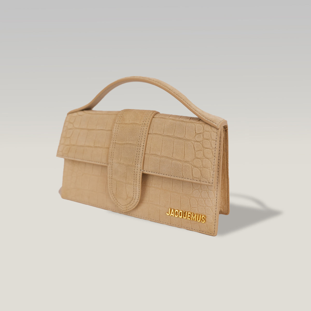 Jacquemus Borsa a Mano in Camoscio Beige Effetto Coccodrillo