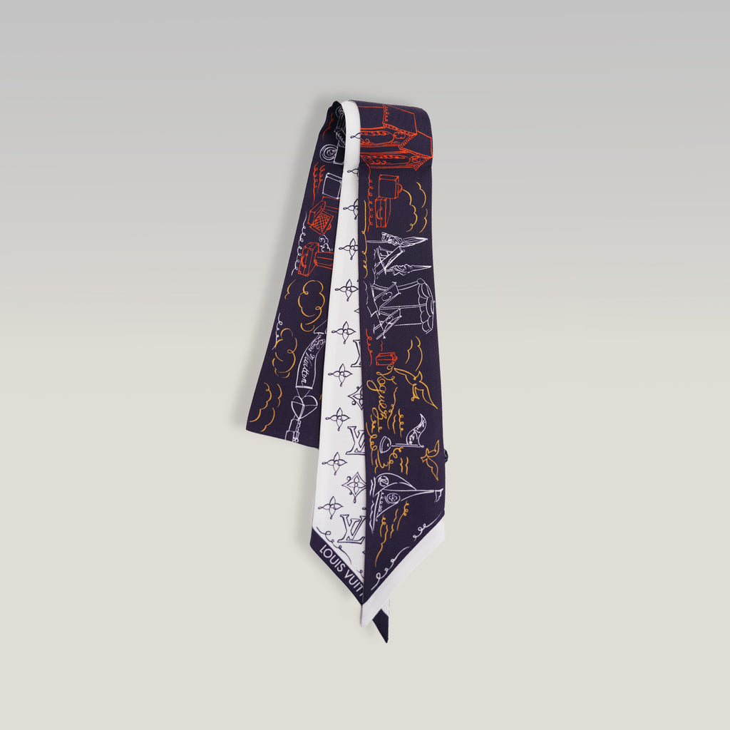 Louis Vuitton Sweet Escape BB Silk Bandeau Scarf Navy Monogram