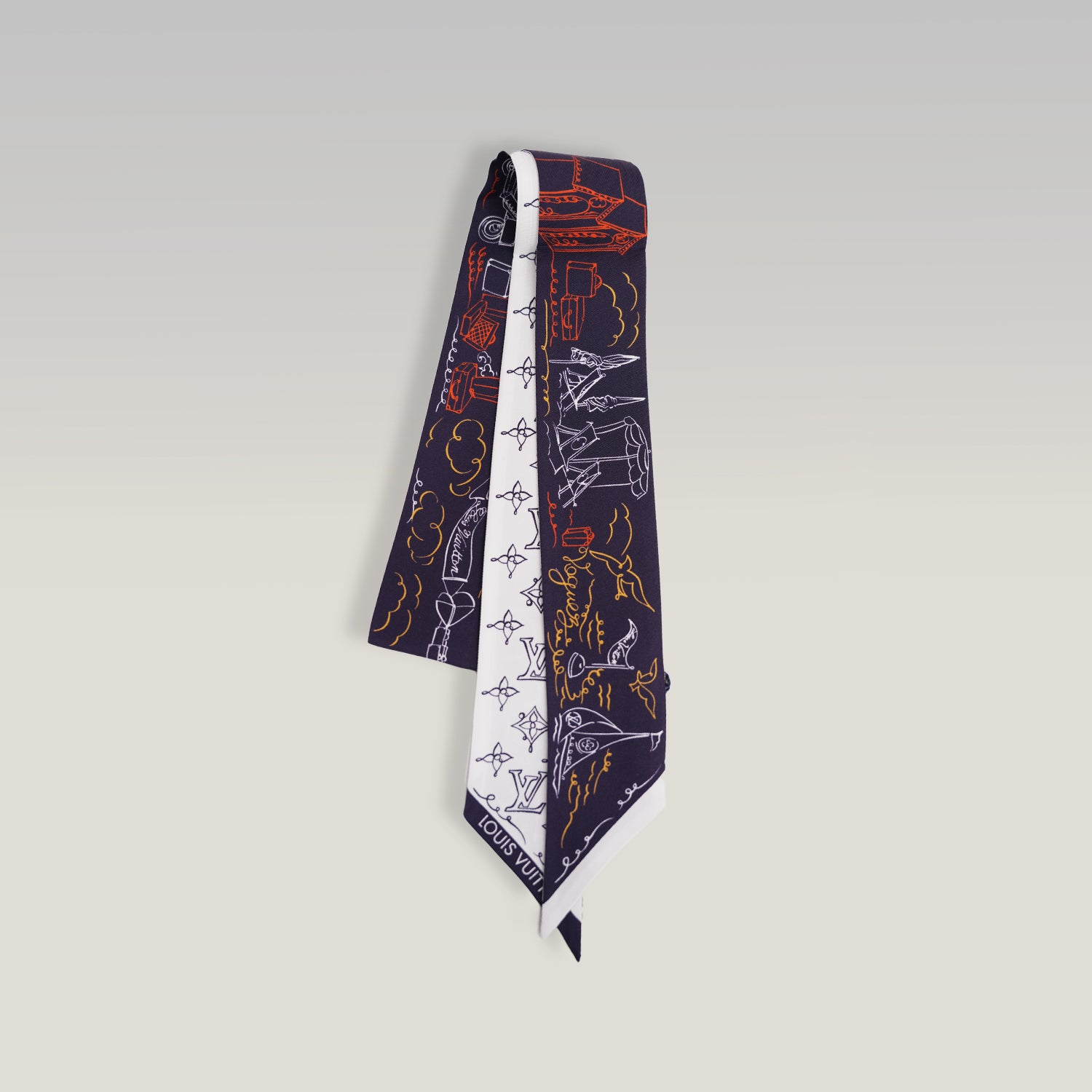 Louis Vuitton Sweet Escape BB Silk Bandeau Scarf Navy Monogram