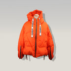 Khrisjoy Piumino Donna Arancione Oversize con Cappuccio Giacca Imbottita Duck Down Made in Italy
