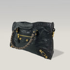 Borsa Balenciaga Classic Motorcycle Nera in Pelle con Hardware Dorato – 30 cm