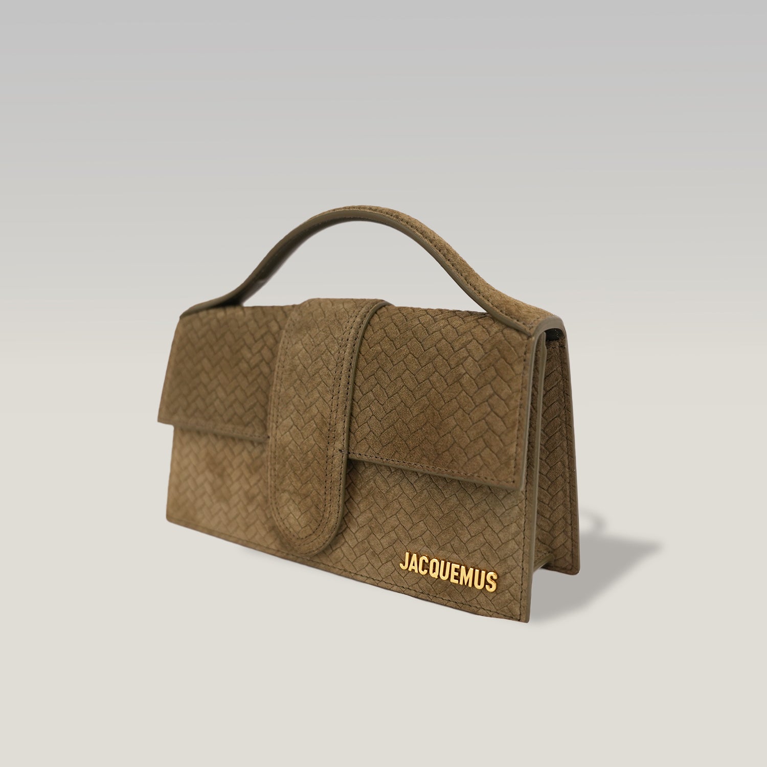 Jacquemus Borsa a Mano in Camoscio Intrecciato Verde Oliva
