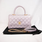 Chanel Coco Handle Small Iridescente Lilla in Pelle Caviar con Hardware Dorato