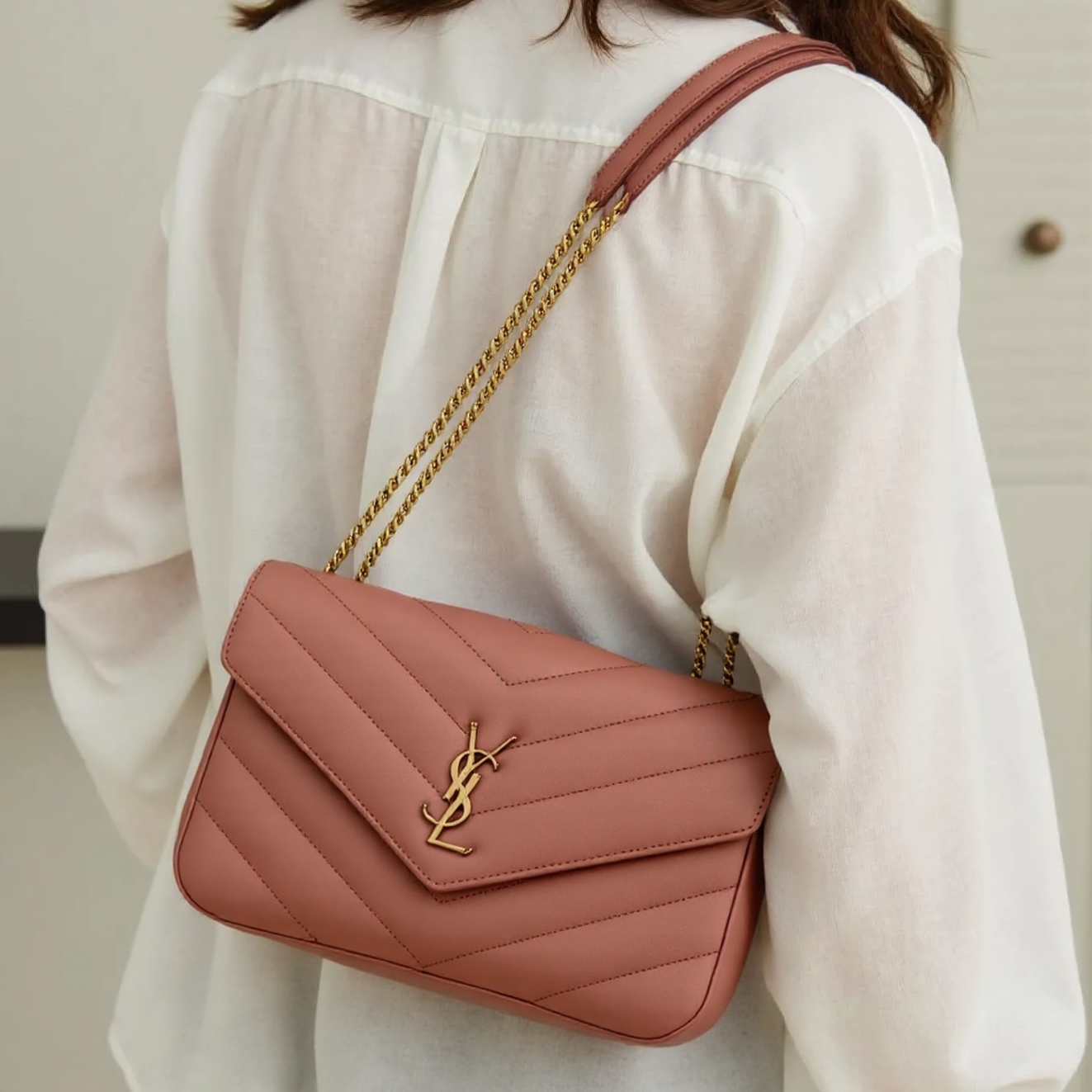 Yves Saint Laurent LOULOU Medium Size Shoulder Bag with lambskin