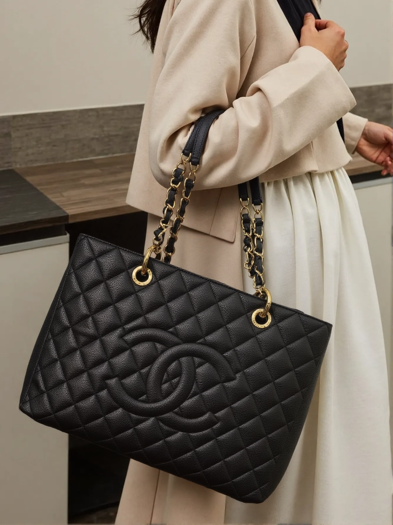 Chanel GST Quilted Caviar Leather Tote