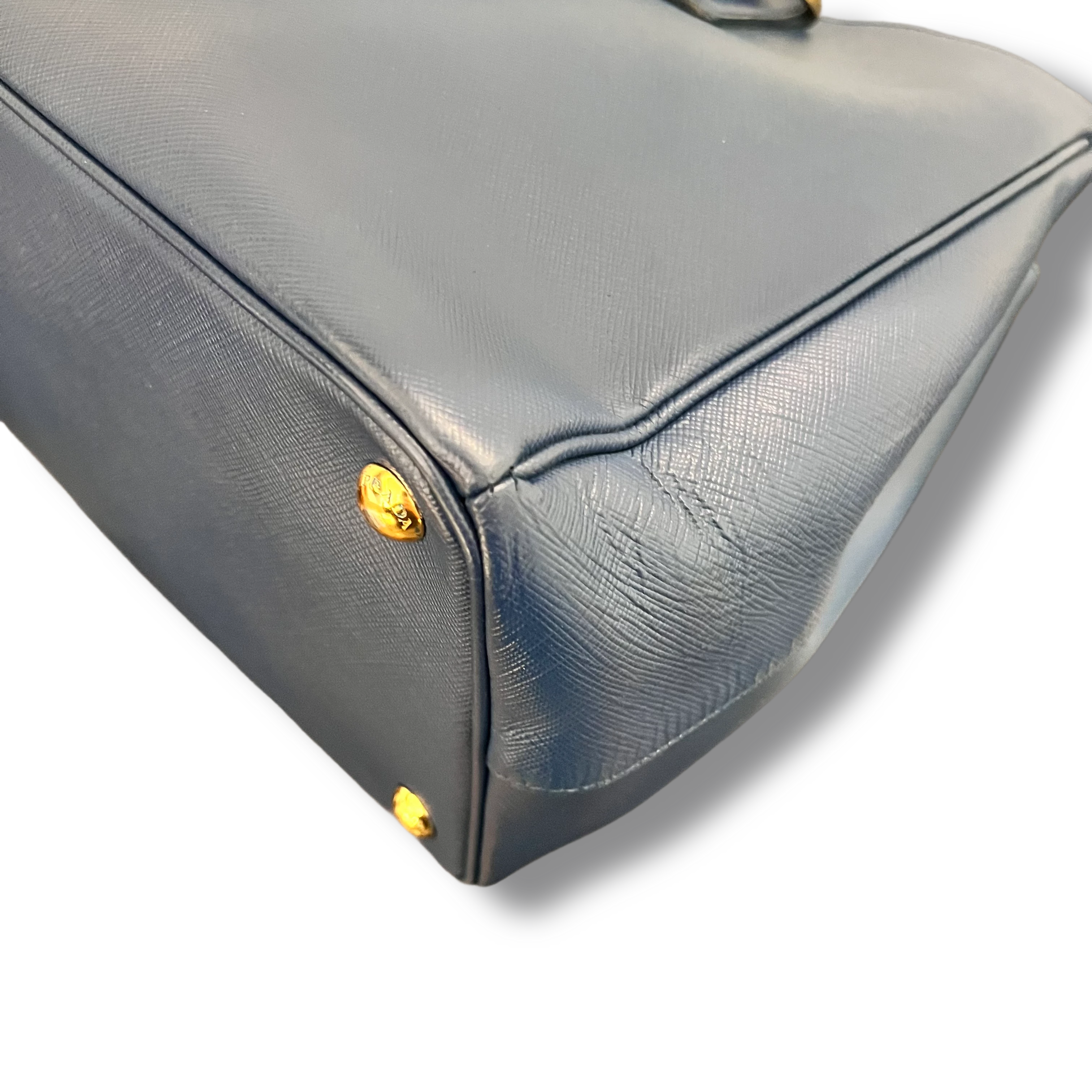 Prada Galleria Double Zip Medium in Pelle Saffiano Lux Blu Scuro