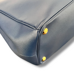 Prada Galleria Double Zip Medium in Pelle Saffiano Lux Blu Scuro