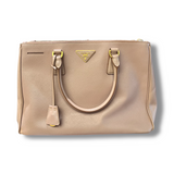 Prada Galleria Double Zip bag in Saffiano Lux medium Beige