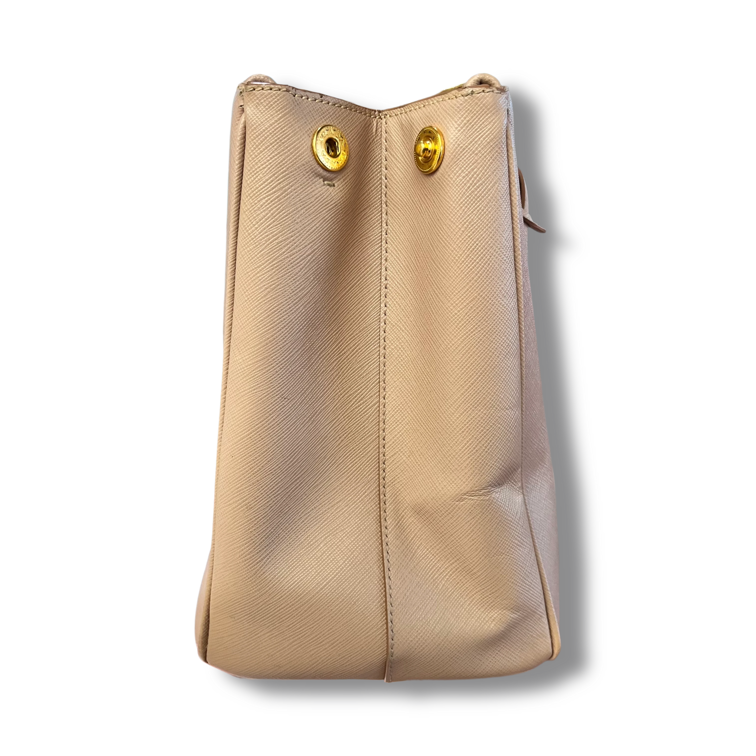 Prada Galleria Double Zip Medium in Pelle Saffiano Lux Beige