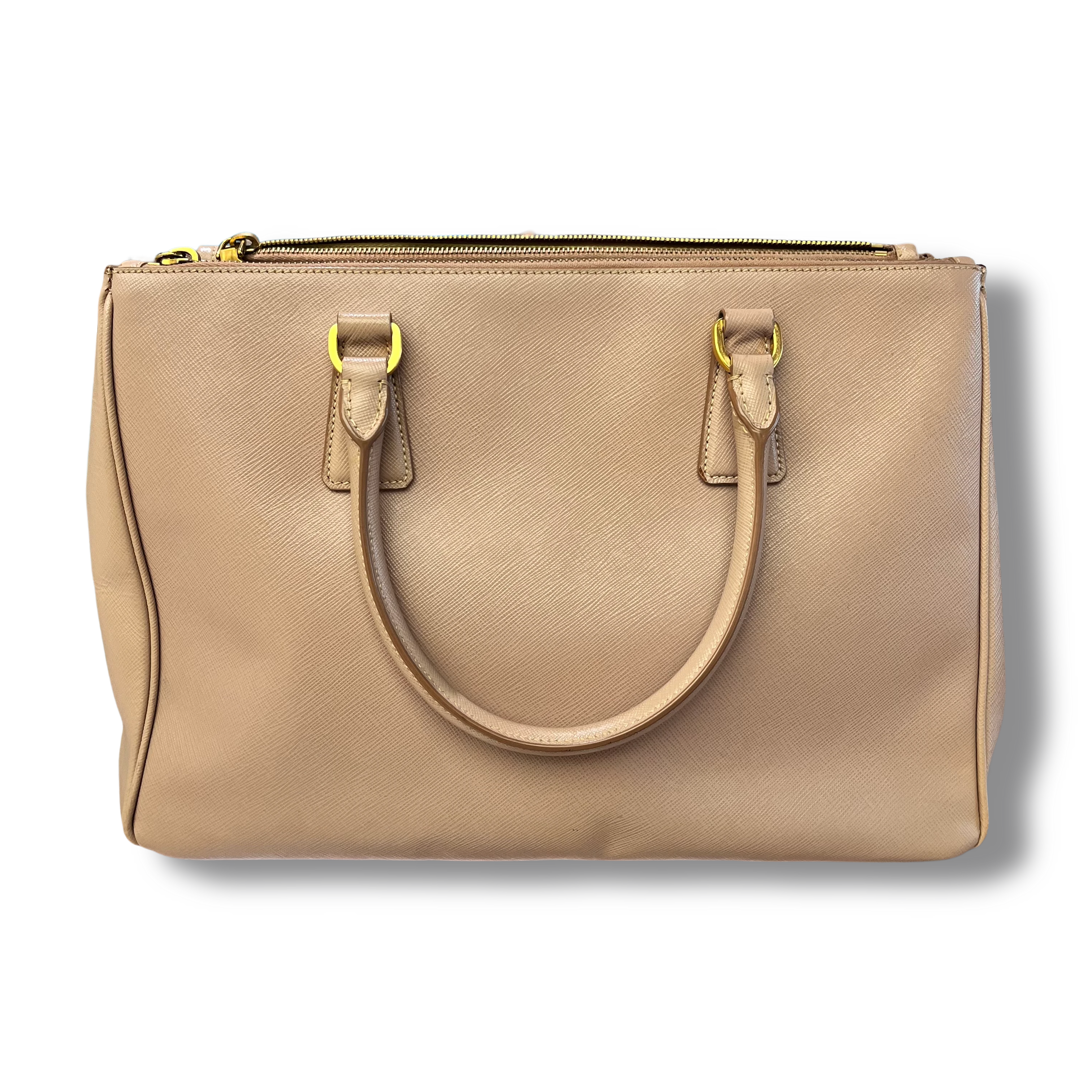 Prada Galleria Double Zip Medium in Pelle Saffiano Lux Beige