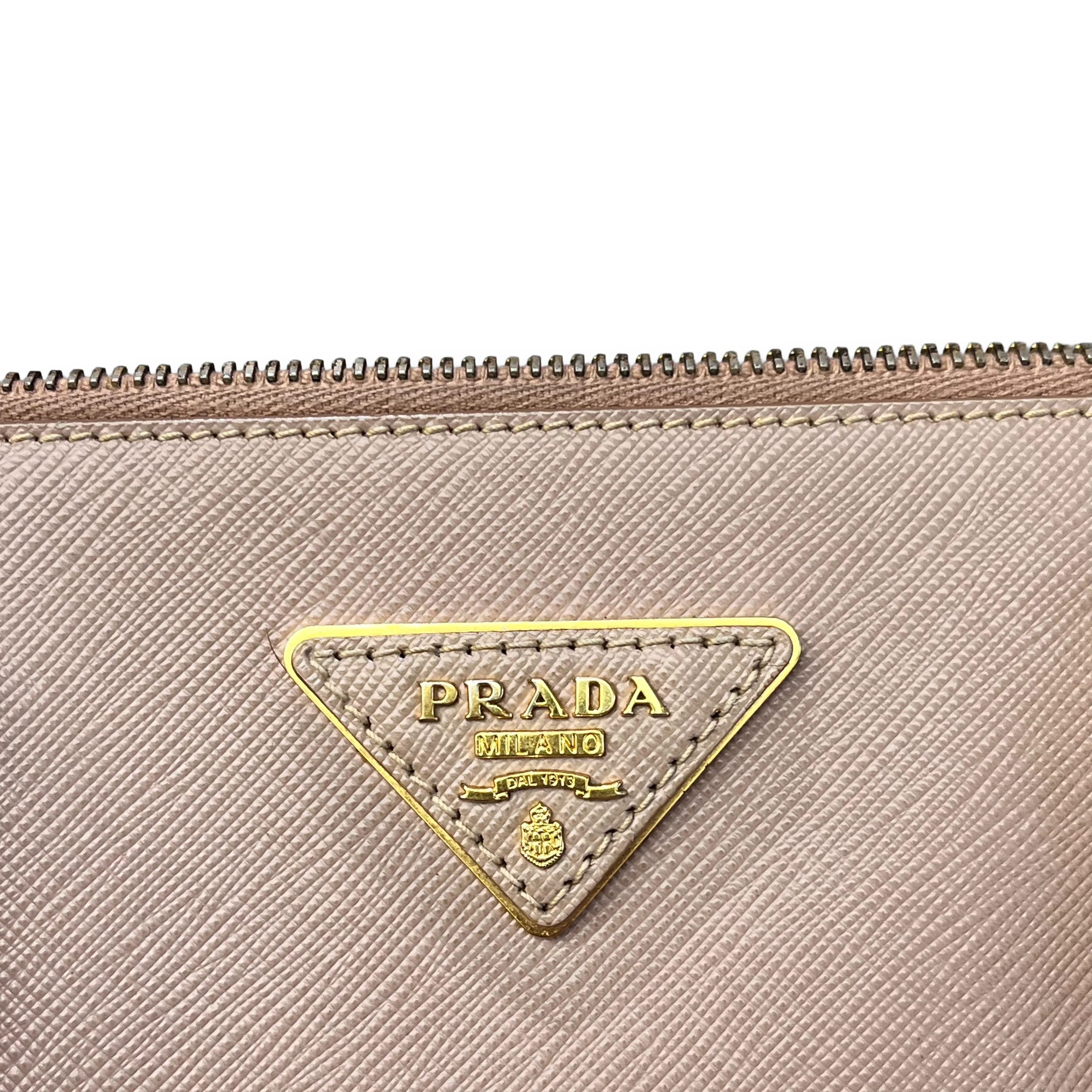 Prada Galleria Double Zip Medium in Pelle Saffiano Lux Beige