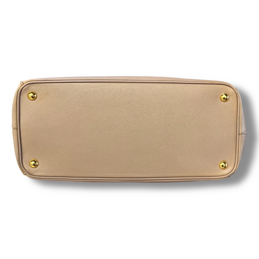 Prada Galleria Double Zip Medium in Pelle Saffiano Lux Beige