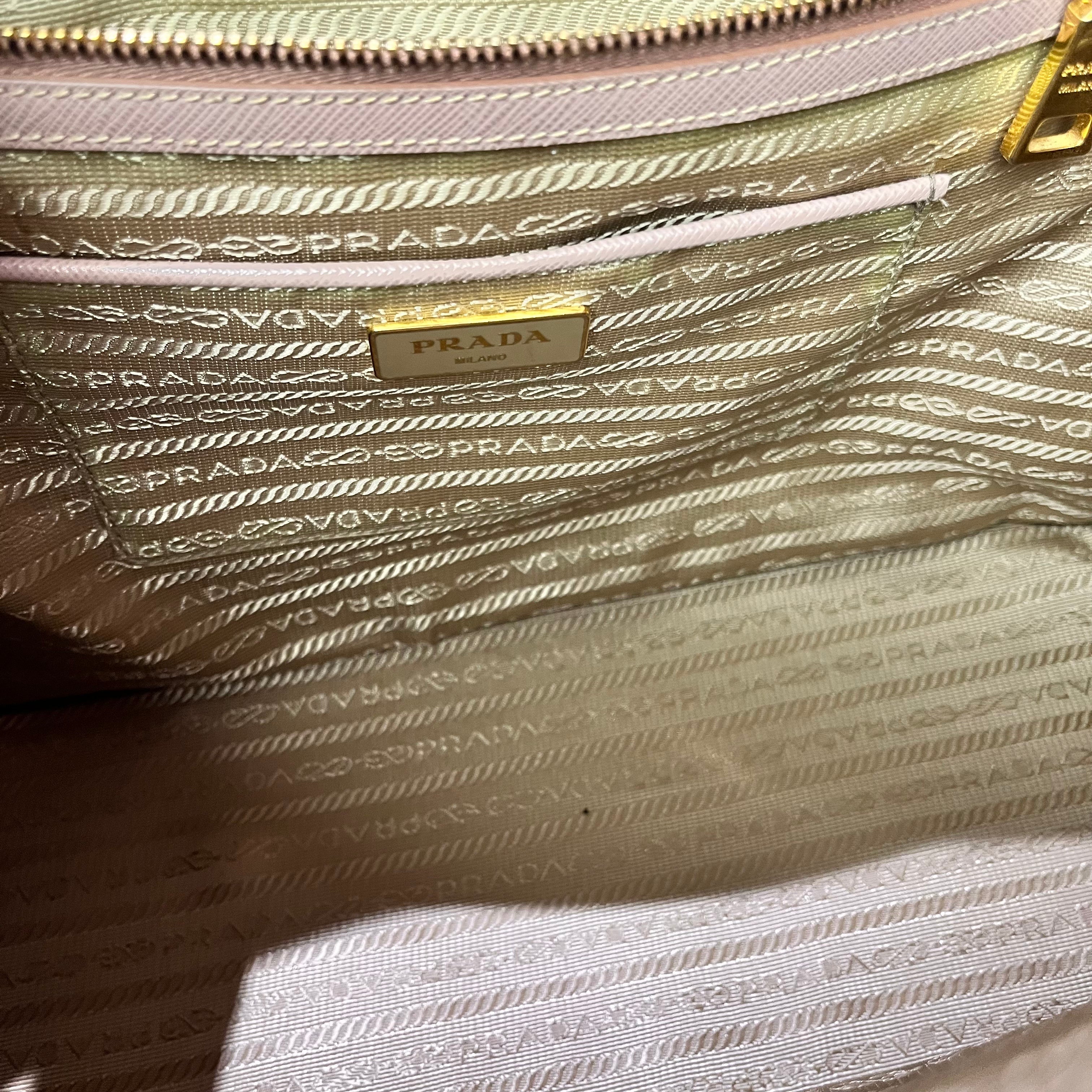 Prada Galleria Double Zip bag in Saffiano Lux medium Beige