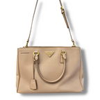 Prada Galleria Double Zip Medium in Pelle Saffiano Lux Beige