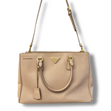Prada Galleria Double Zip bag in Saffiano Lux medium Beige