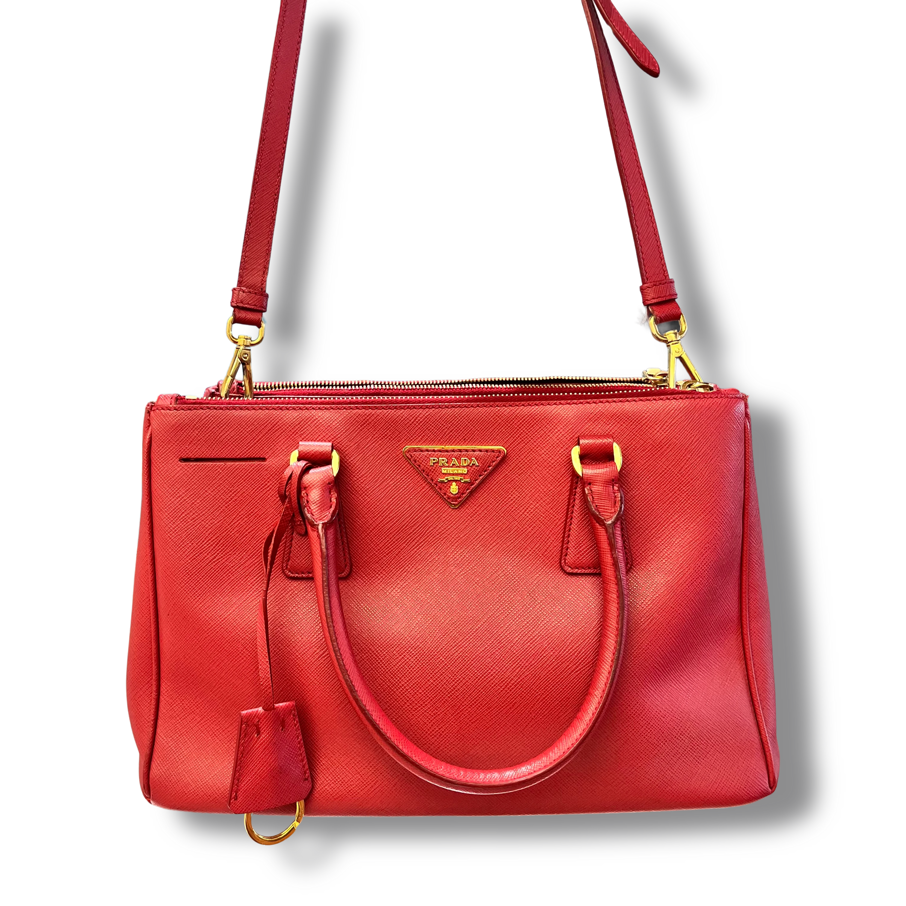 Prada Galleria Small in Pelle Saffiano Rossa