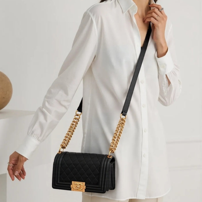 Chanel LeBoy Small – Borsa a Spalla con Catena in Pelle di Agnello