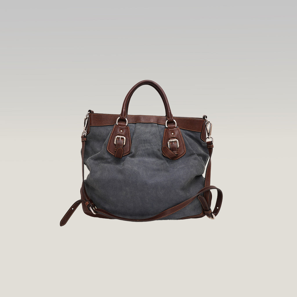 Prada shopping bag in blue denim canvas 