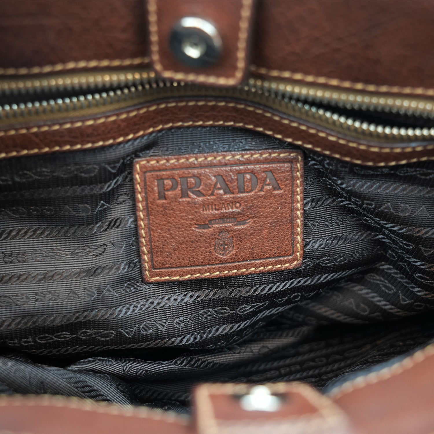 Prada shopping bag in blue denim canvas 