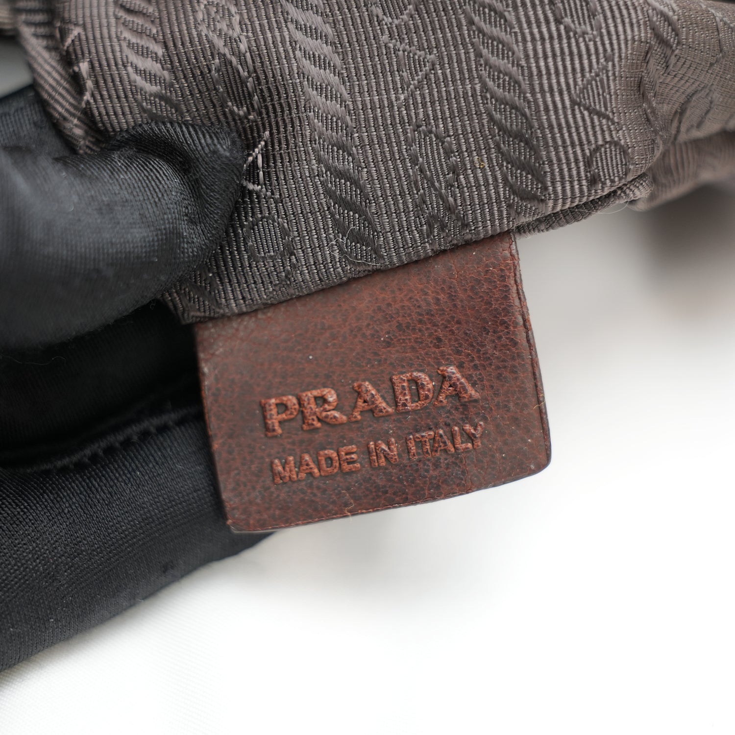 Prada shopping bag in tela denim blu