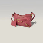 BALENCIAGA Classic Motorcycle Rosa con Borchie Oro