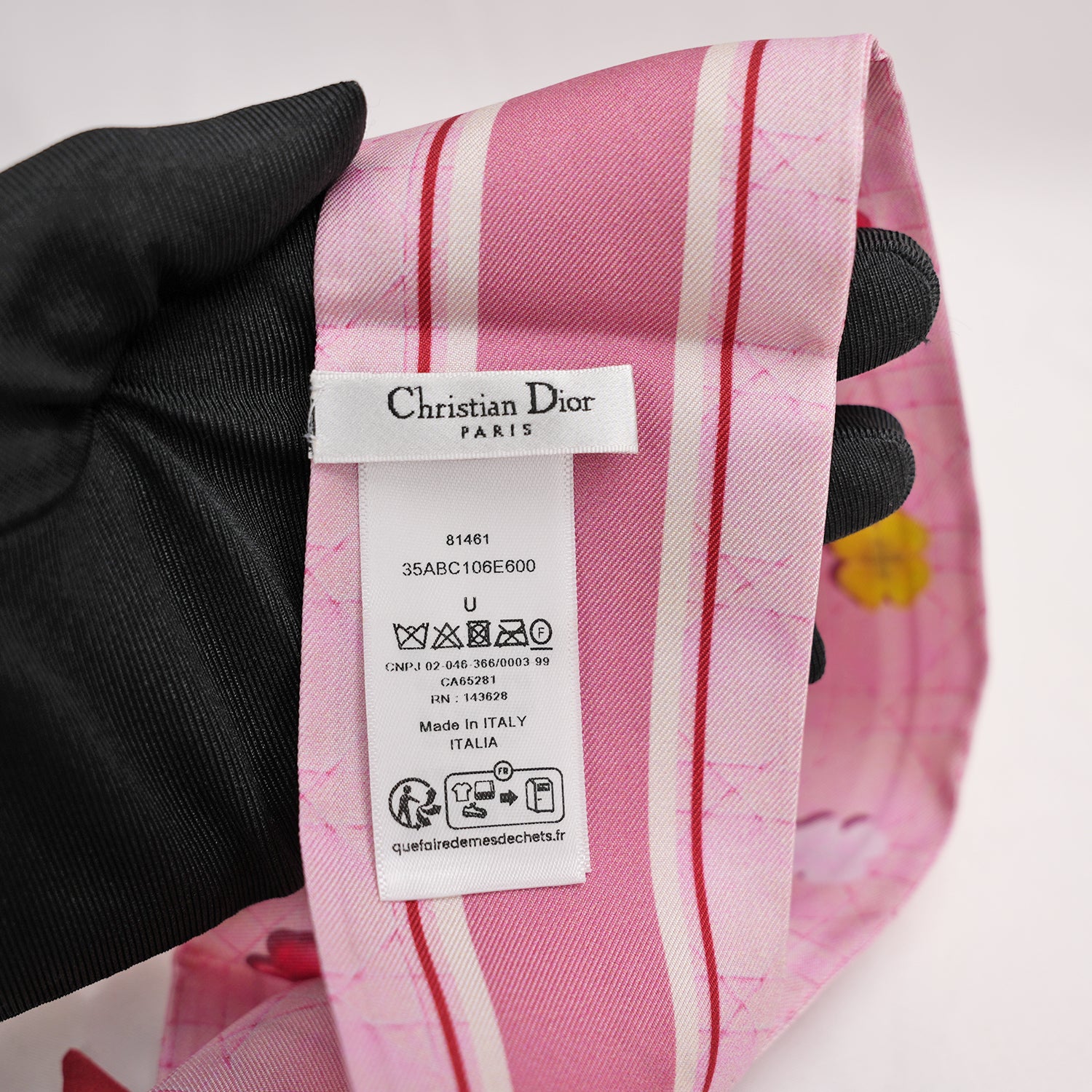 Dior Twilly in Seta Rosa con Motivo Quadrifoglio