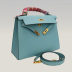 Hermès Kelly 25 in pelle Epsom colore Bleu Macaron
