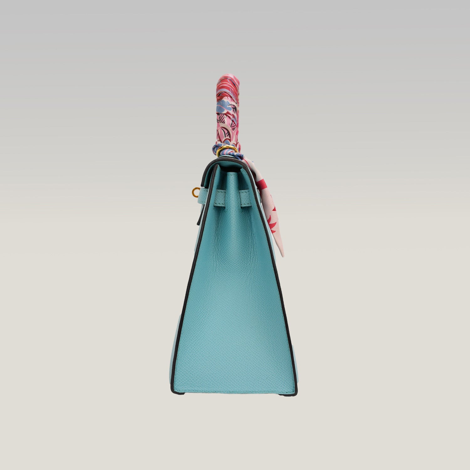 Hermès Kelly 25 in pelle Epsom colore Bleu Macaron