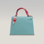 Hermès Kelly 25 in pelle Epsom colore Bleu Macaron