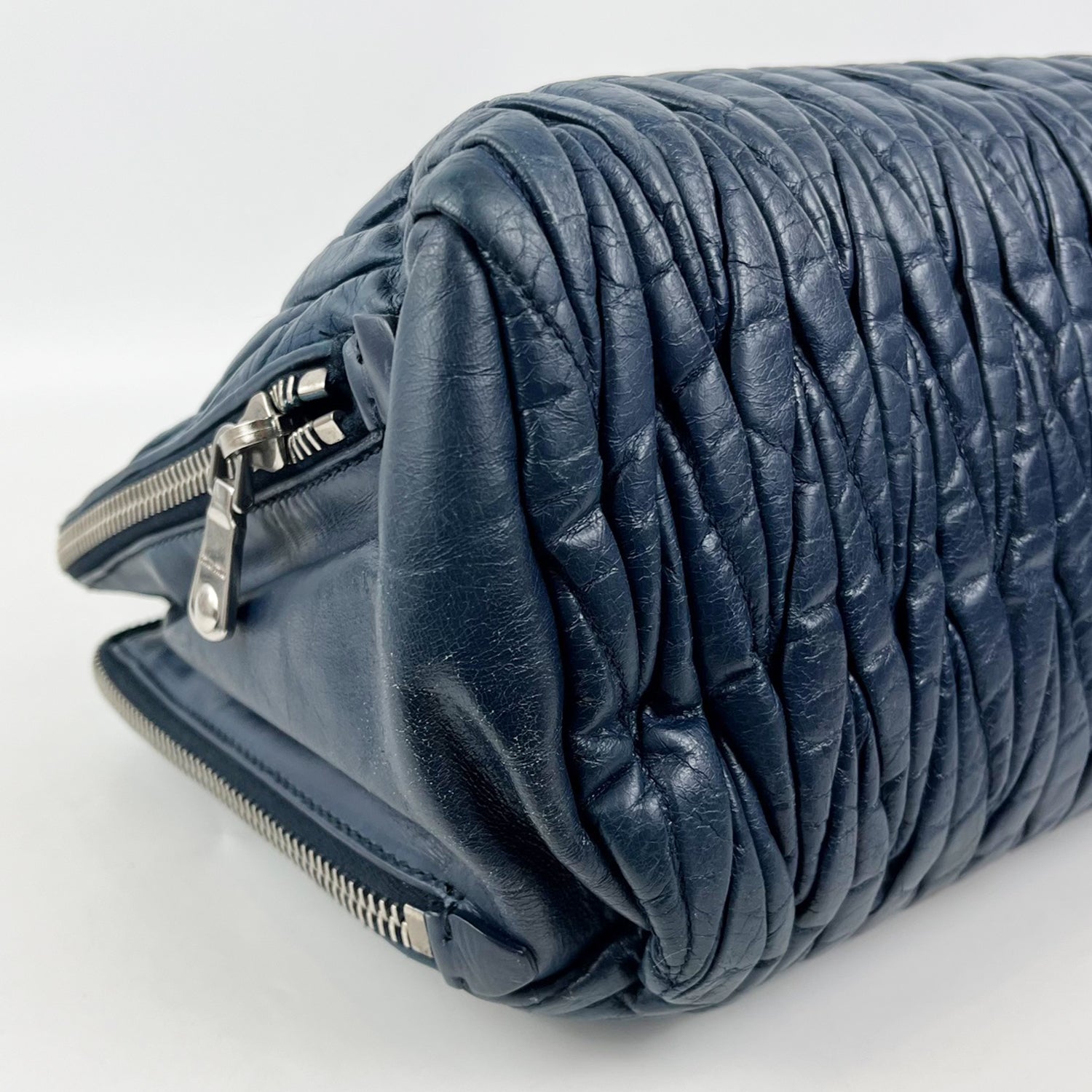 Miu Miu Borsa a Mano in Pelle Matelassé Blu