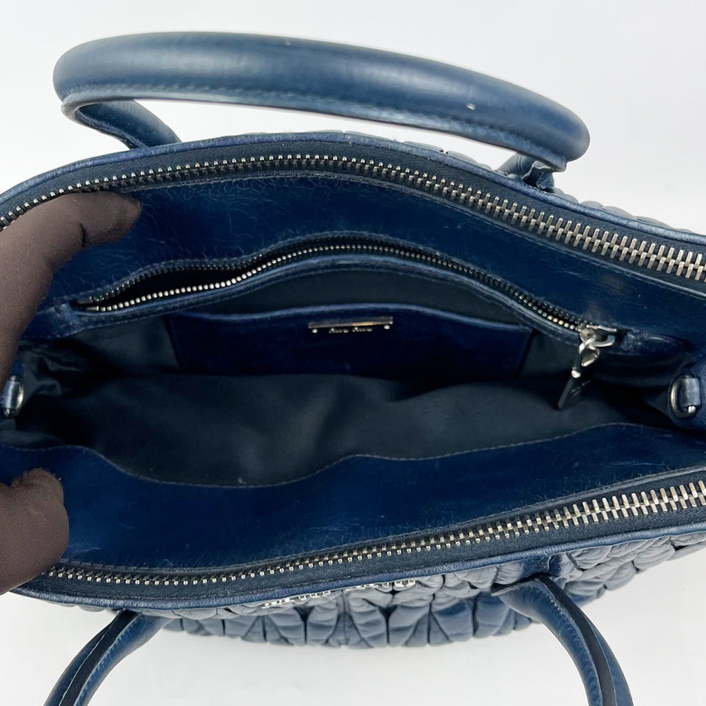Miu Miu Borsa a Mano in Pelle Matelassé Blu