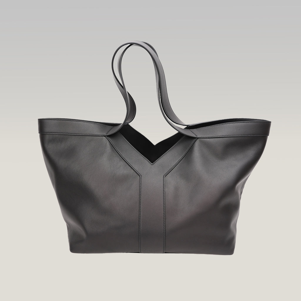 Saint Laurent Y Tote Bag in Pelle Nera Borsa a Spalla Grande Minimal Chic