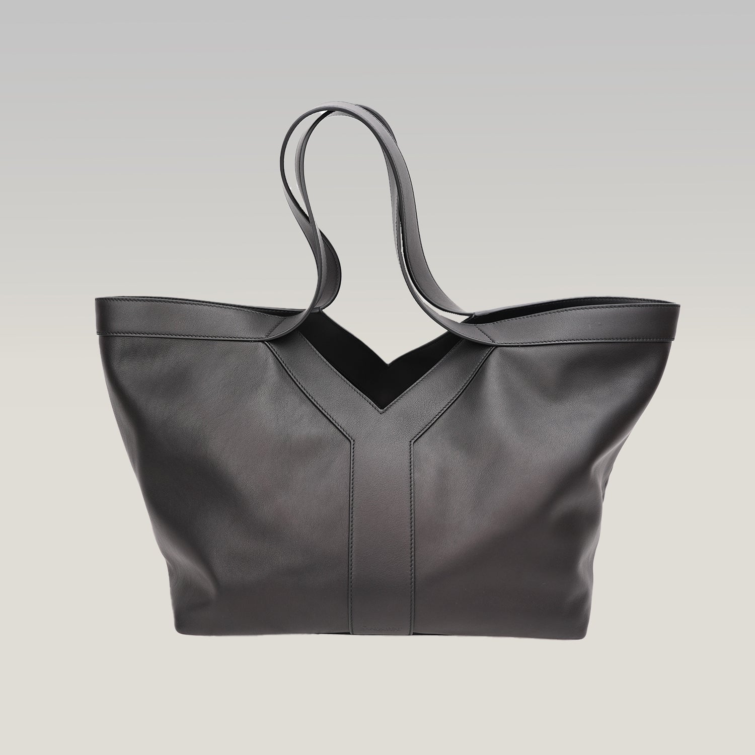Saint Laurent Y Tote Bag in Pelle Nera Borsa a Spalla Grande Minimal Chic