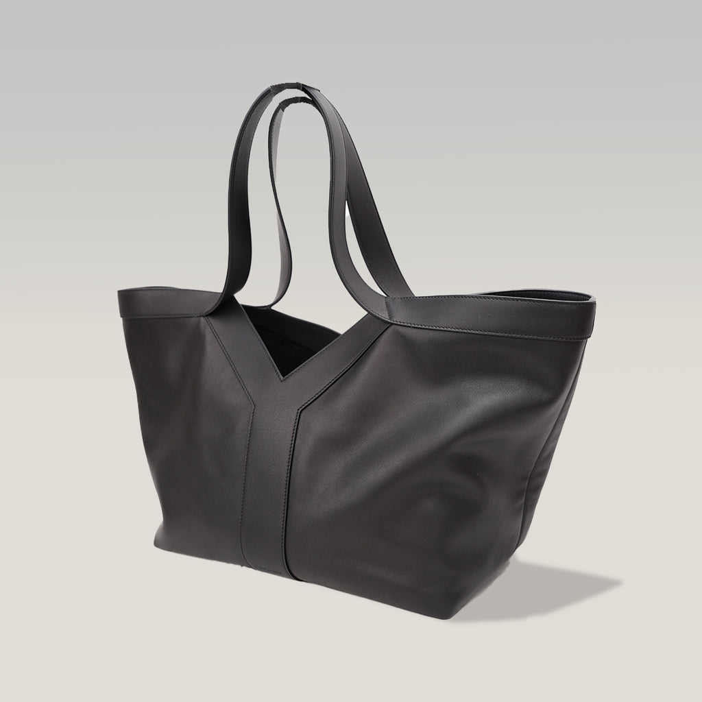 Saint Laurent Y Tote Bag in Pelle Nera Borsa a Spalla Grande Minimal Chic