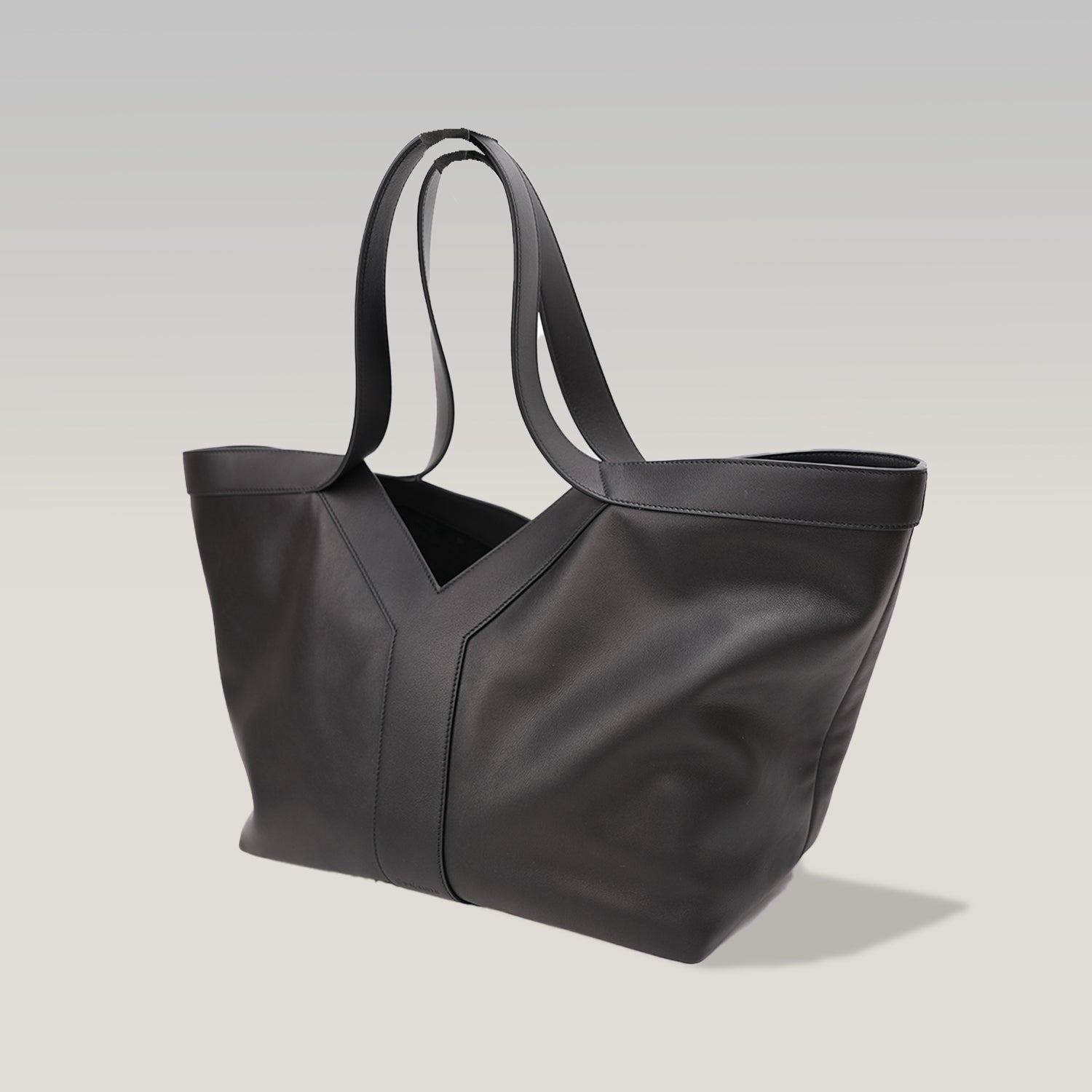 Saint Laurent Y Tote Bag in Pelle Nera Borsa a Spalla Grande Minimal Chic