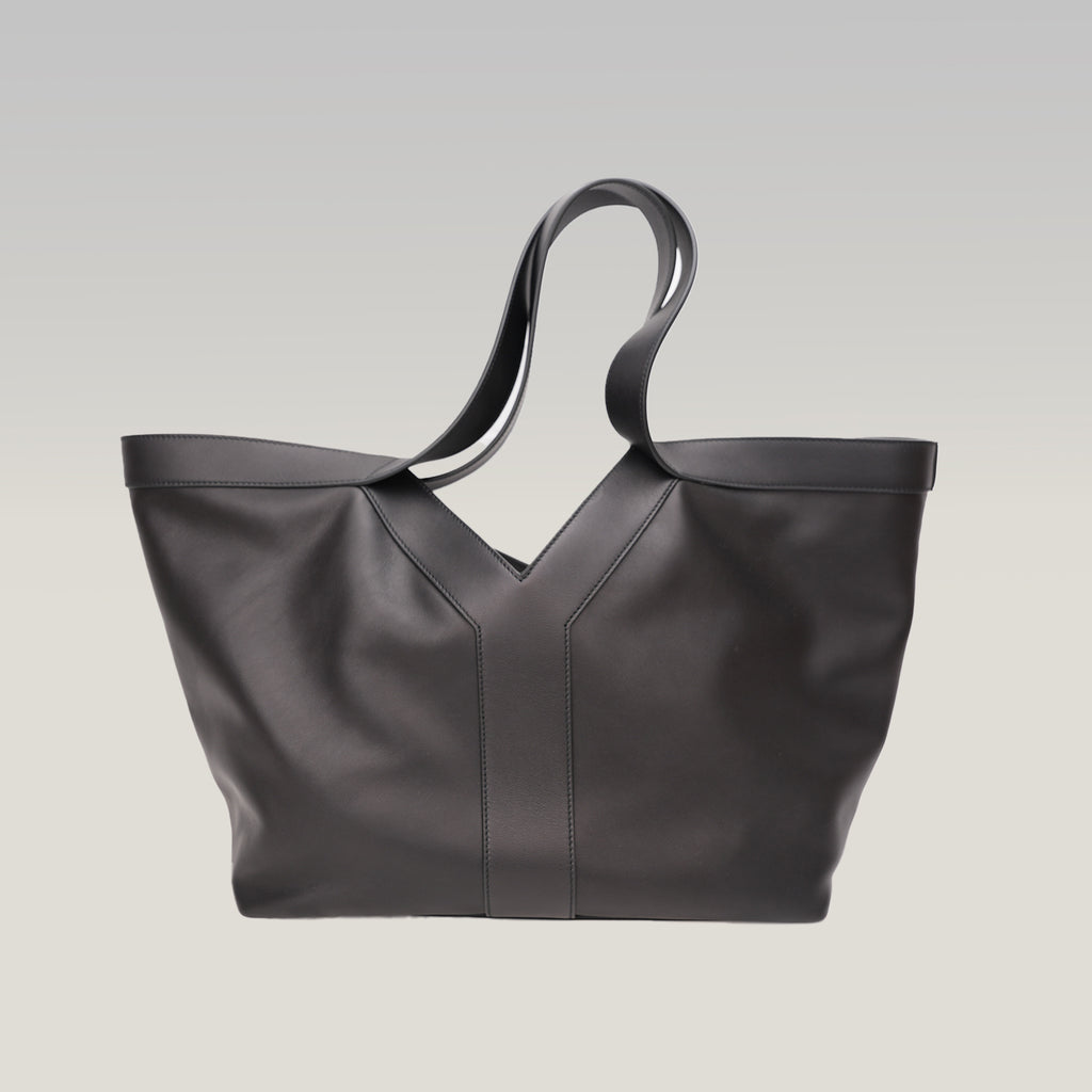 Saint Laurent Y Tote Bag in Pelle Nera Borsa a Spalla Grande Minimal Chic
