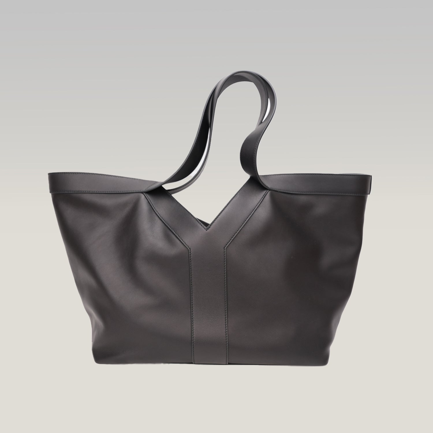 Saint Laurent Y Tote Bag in Pelle Nera Borsa a Spalla Grande Minimal Chic