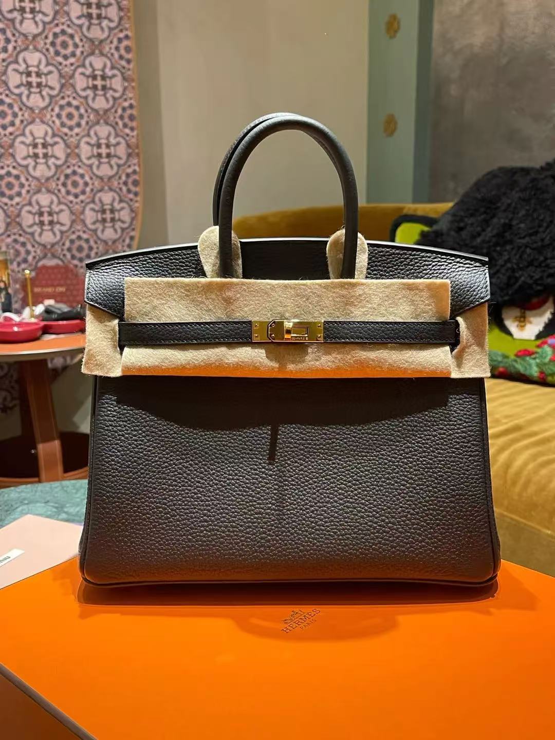 Hermès Birkin 25 Grigio Ferro Mai Usata