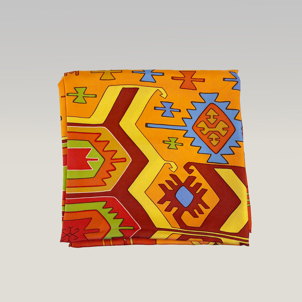 Hermès Multicolor Silk Carré Scarf with Geometric Pattern