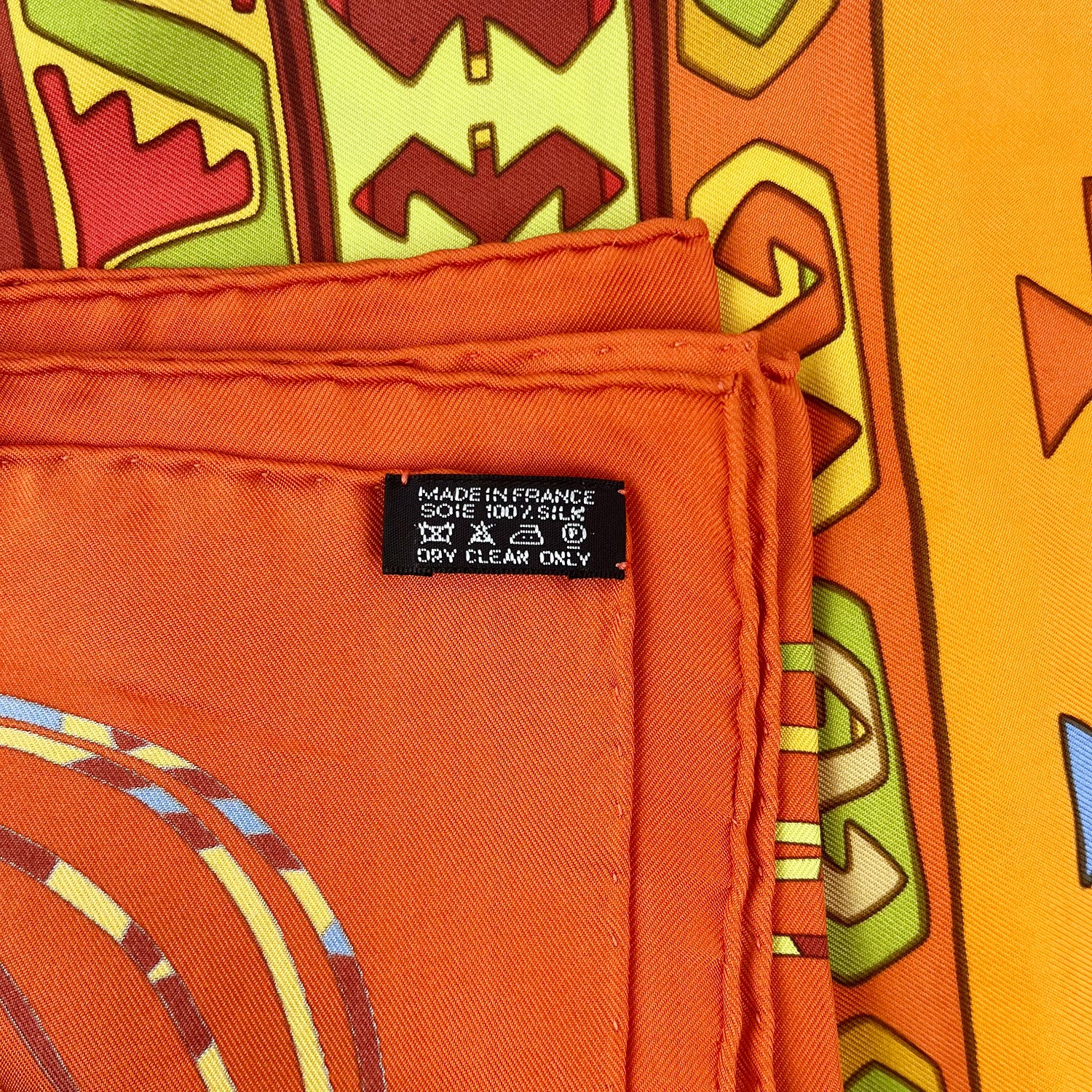 Hermès Multicolor Silk Carré Scarf with Geometric Pattern