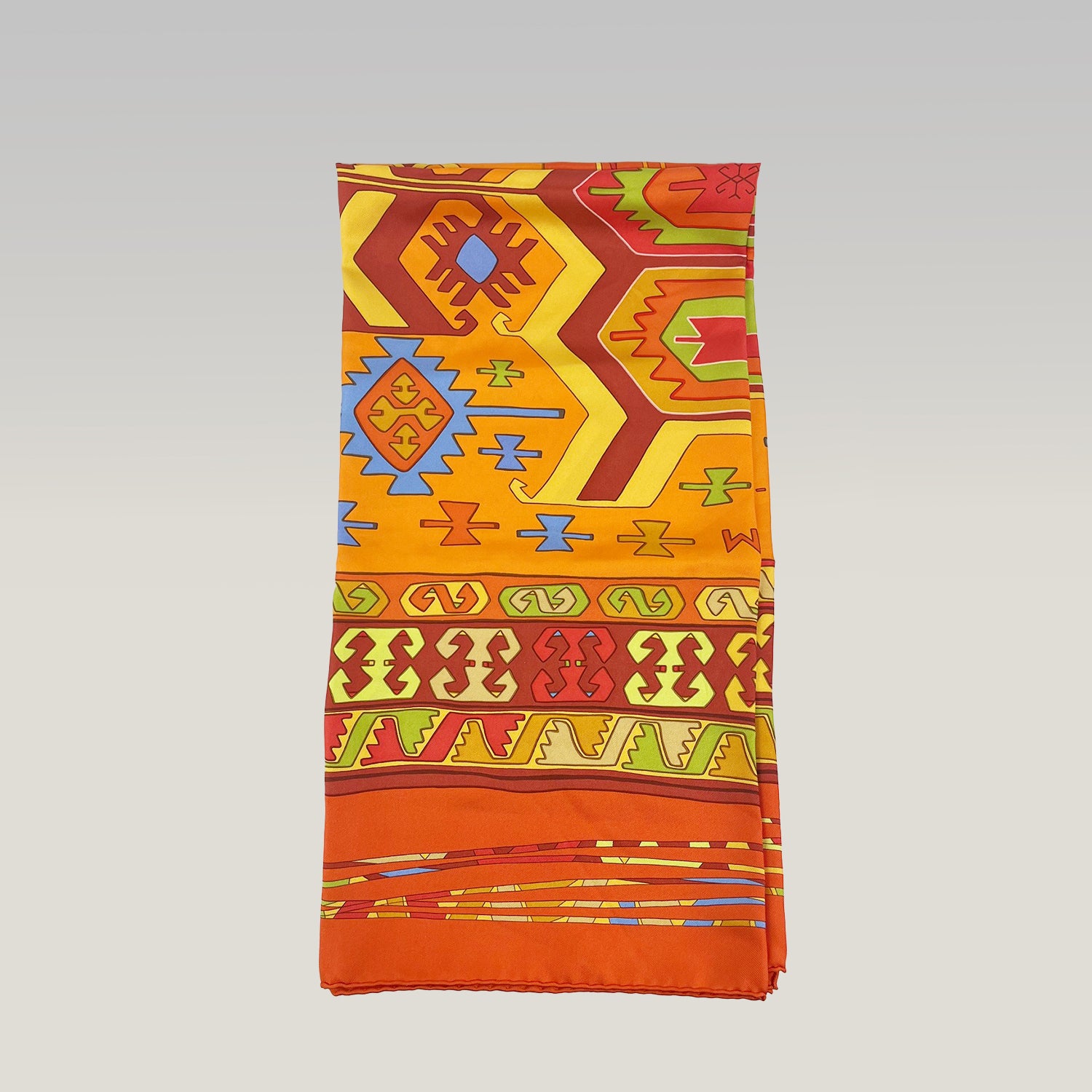 Hermès Multicolor Silk Carré Scarf with Geometric Pattern