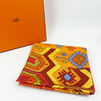 Hermès Multicolor Silk Carré Scarf with Geometric Pattern