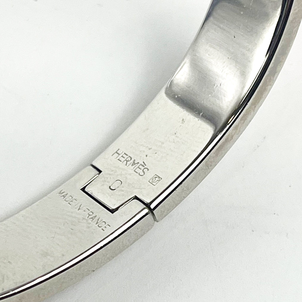Hermès Bracciale Clic H in Smalto Arancione e Metallo Argentato