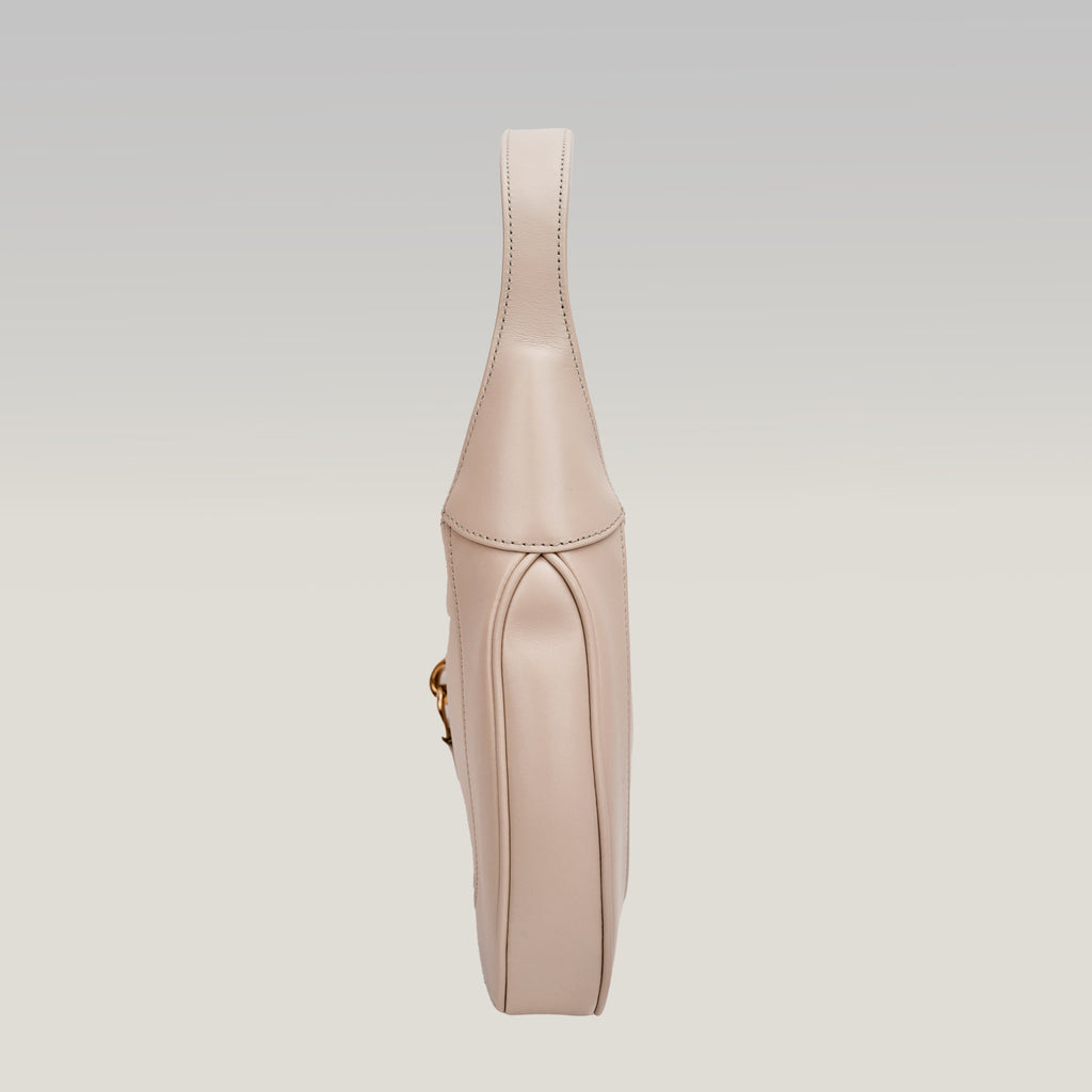 Gucci Jackie  borsa a spalla in pelle beige con chiusura piston