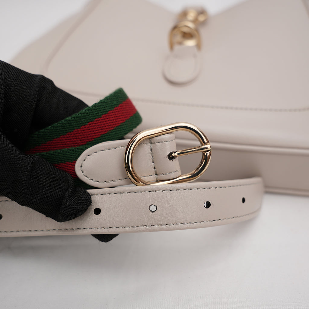 Gucci Jackie  borsa a spalla in pelle beige con chiusura piston