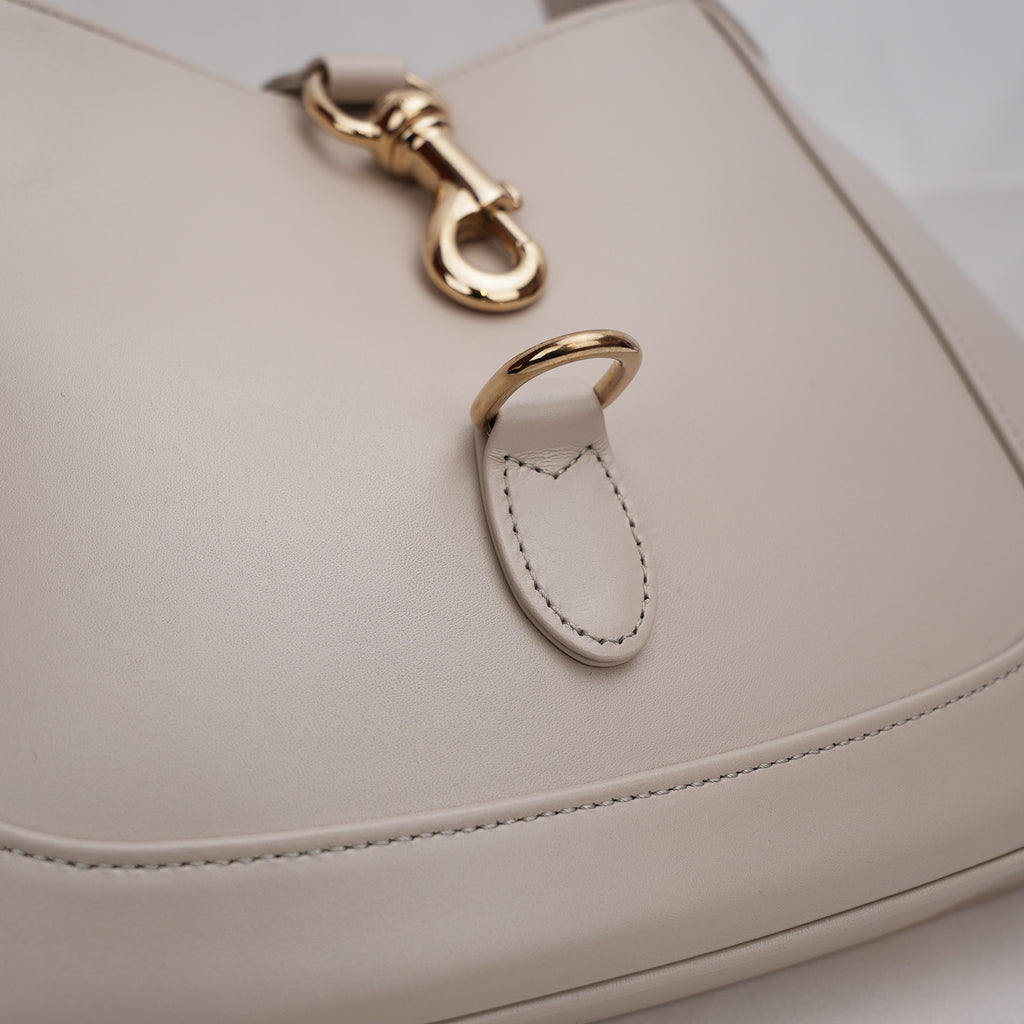 Gucci Jackie  borsa a spalla in pelle beige con chiusura piston