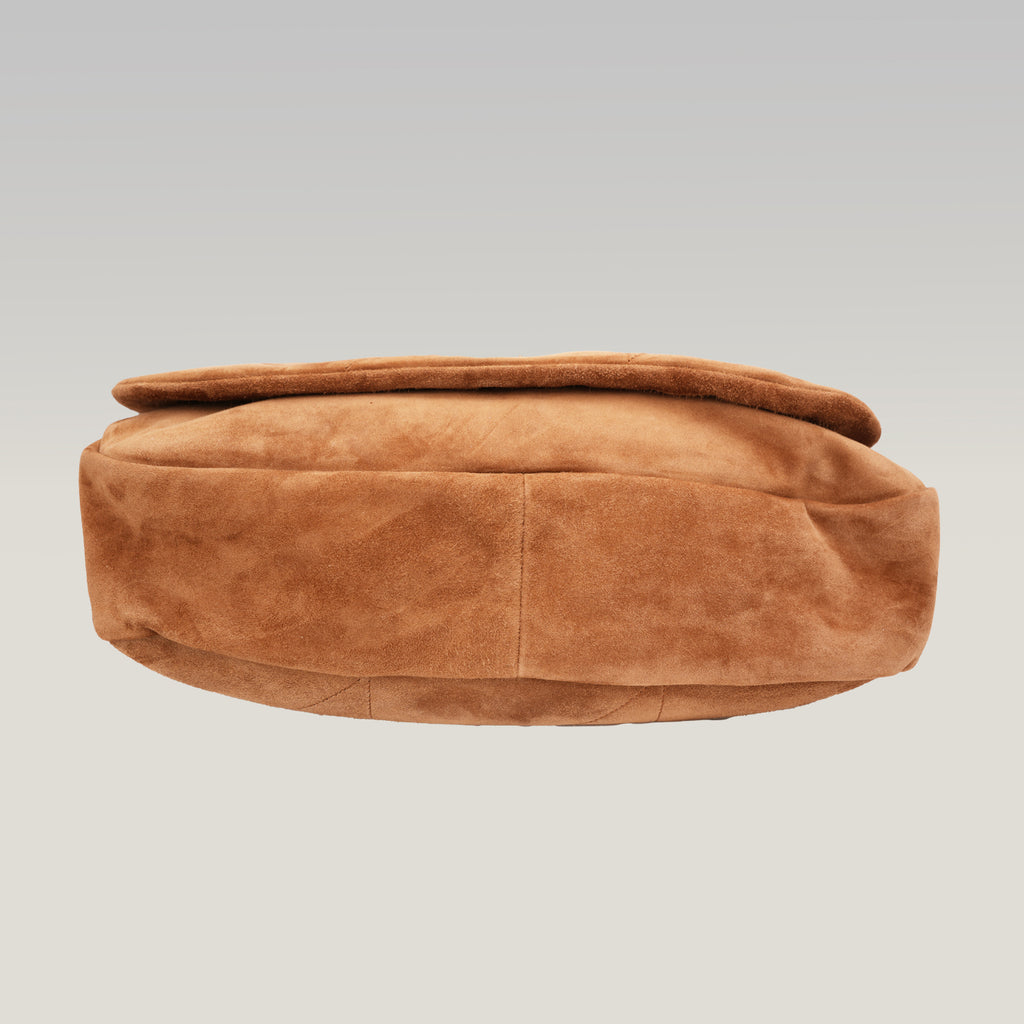 Saint Laurent Borsa a Spalla Jamie Grande in Pelle Scamosciata Trapuntata Tan